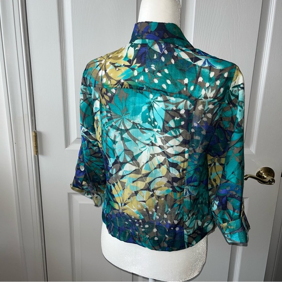 Ruby Rd Long Sleeve Floral Button Up Sheer Blazer Sz 8P - Picture 3 of 5